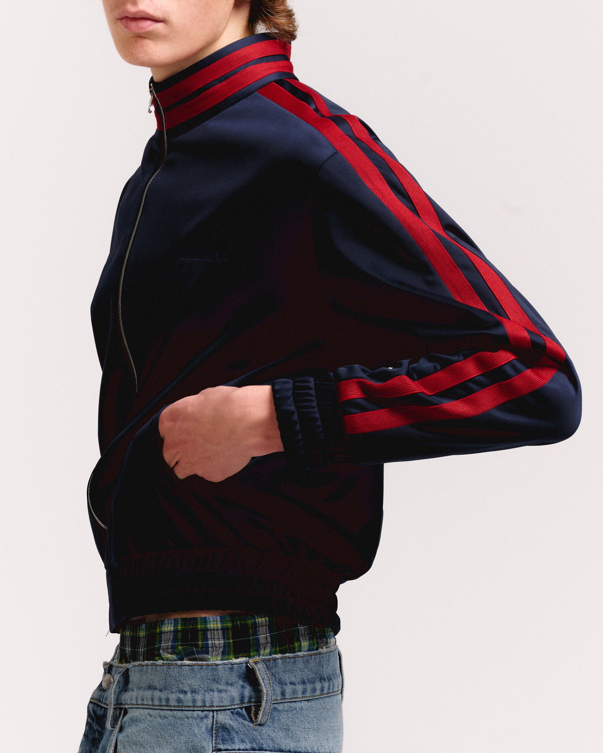 KNIT STRIPE TRACK JACKET