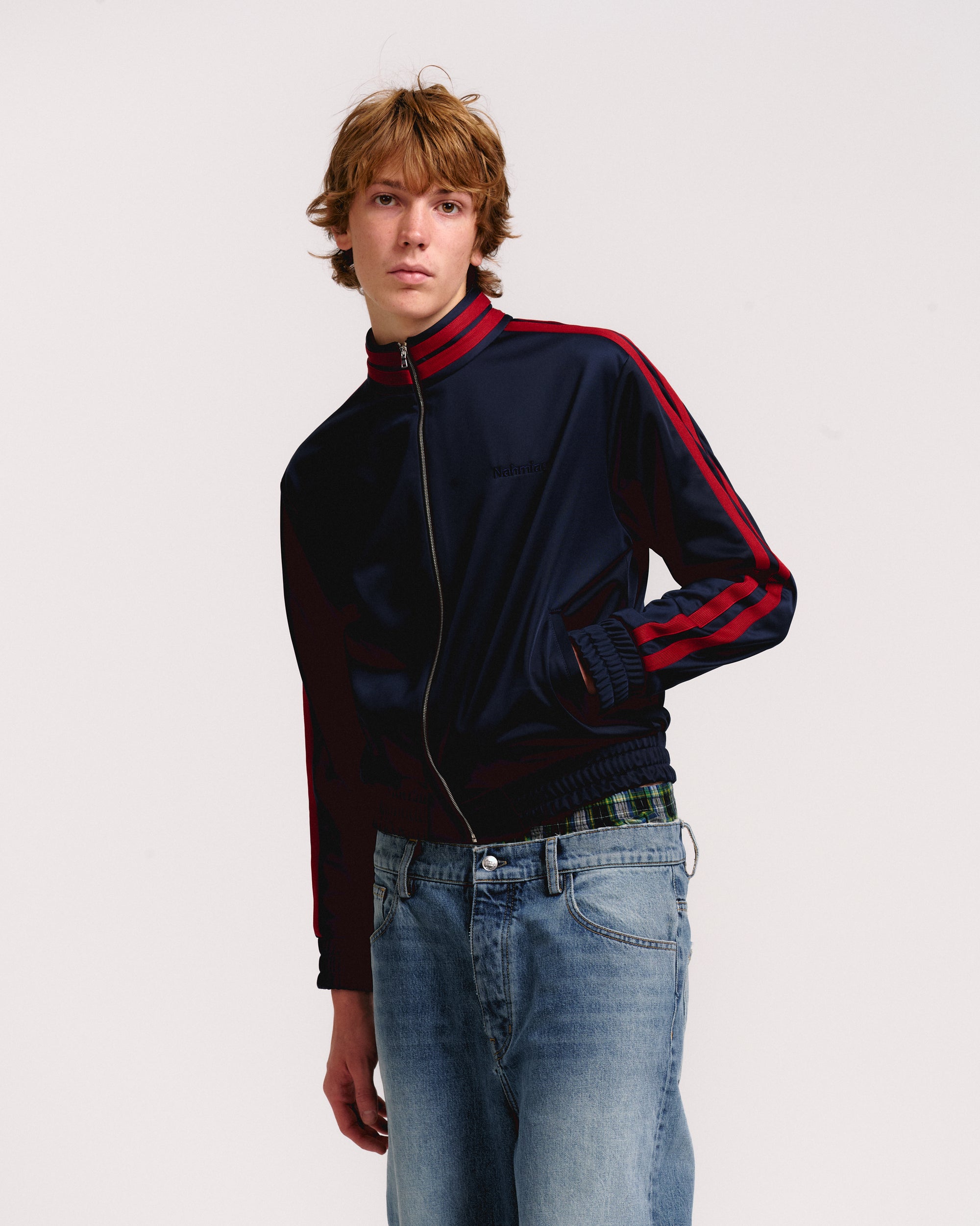 KNIT STRIPE TRACK JACKET