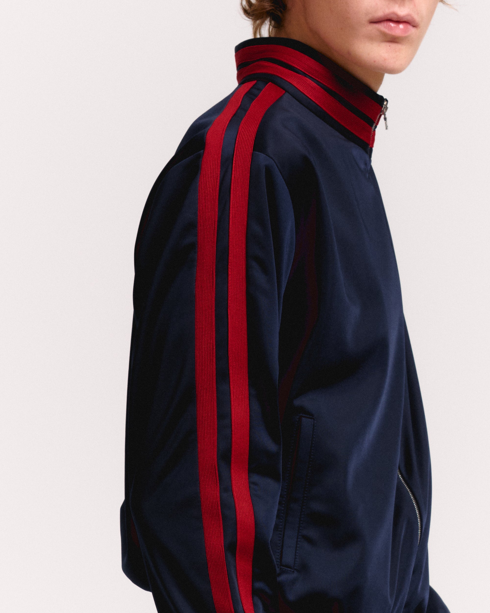 KNIT STRIPE TRACK JACKET