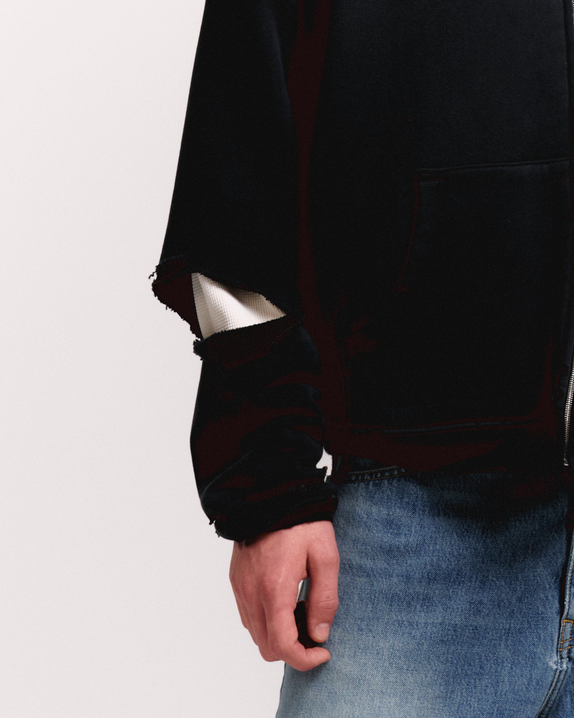 THERMAL LINED REPAIRED ZIP HOODIE