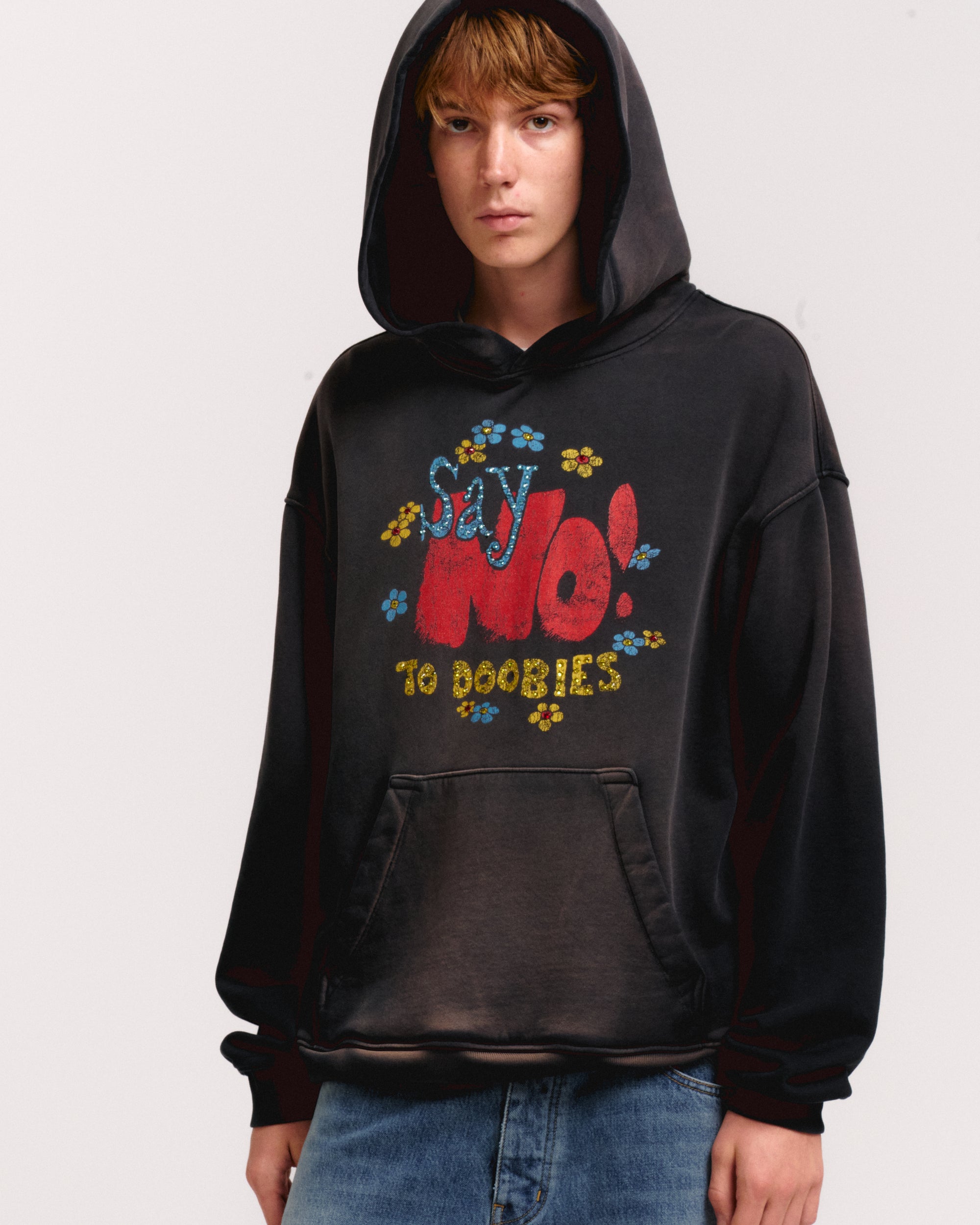 SAY NO CRYSTAL HOODIE