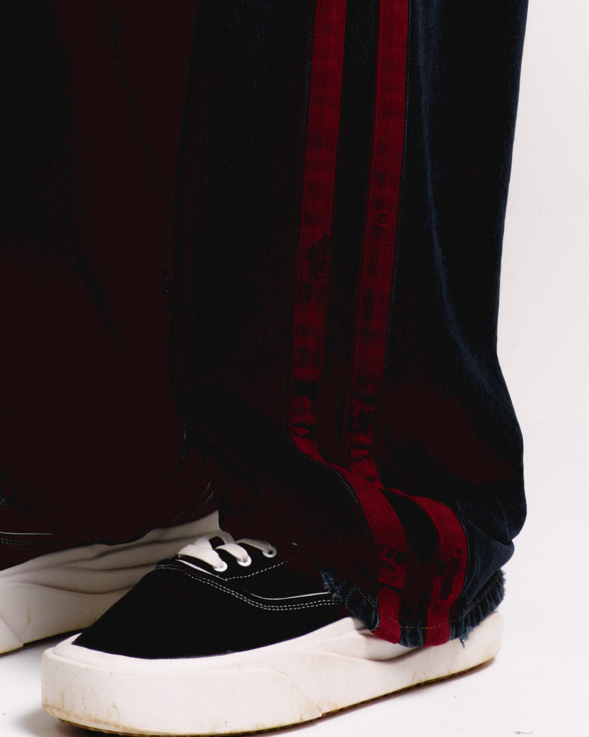 DESTROYED DENIM TRACK PANT