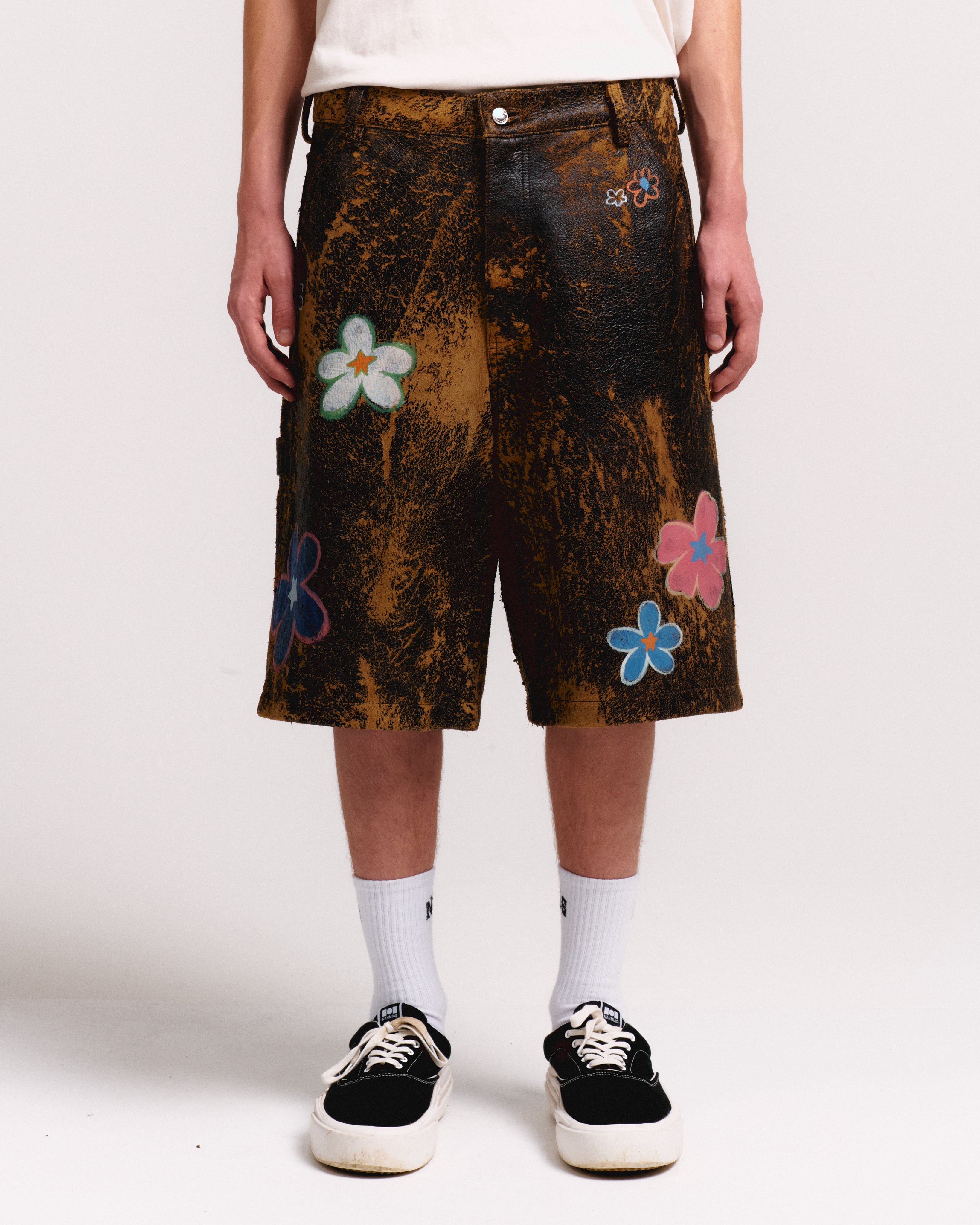 SUPER BLOOM LAMBSKIN CARPENTER SHORTS – NAHMIAS
