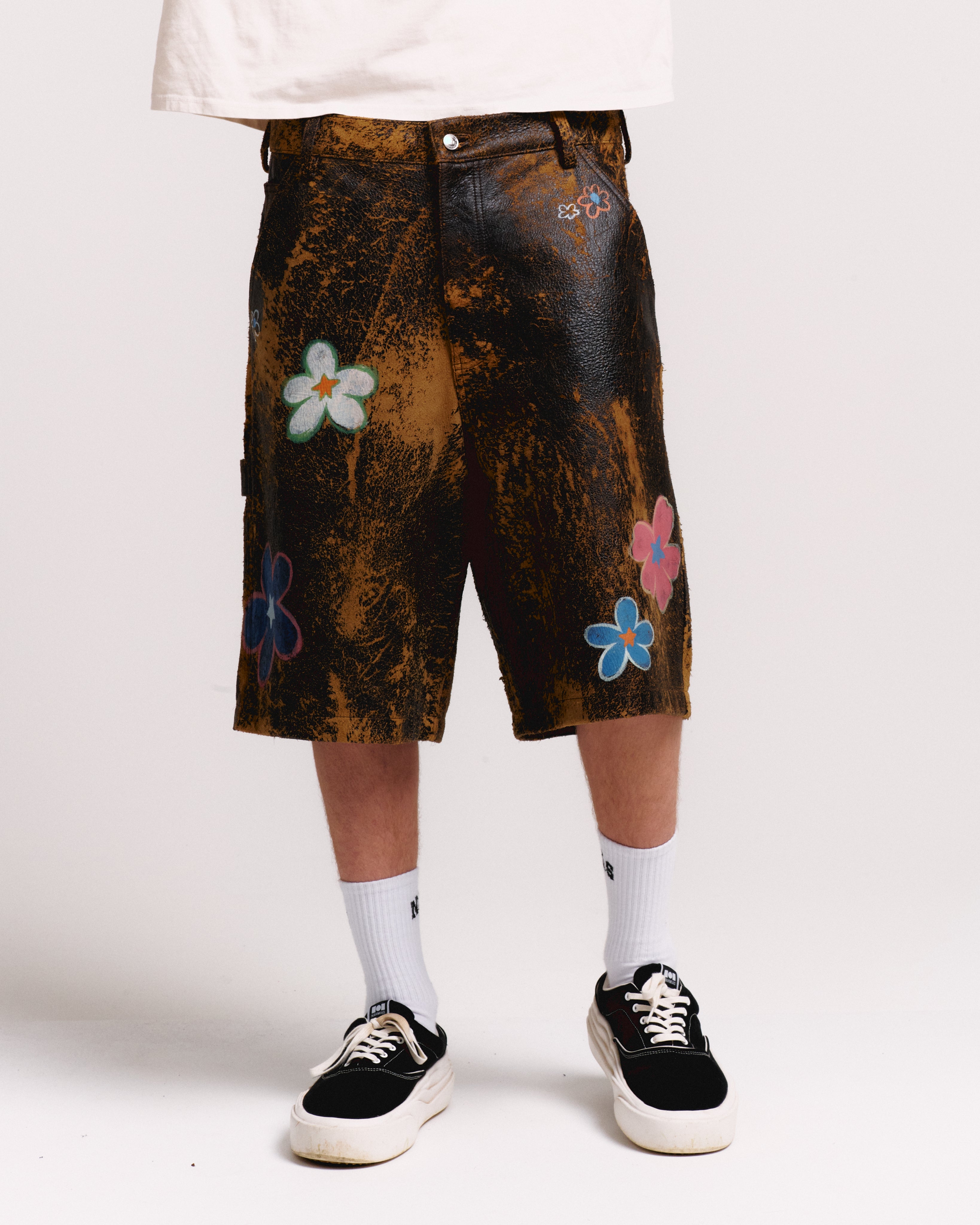 SUPER BLOOM LAMBSKIN CARPENTER SHORTS – NAHMIAS