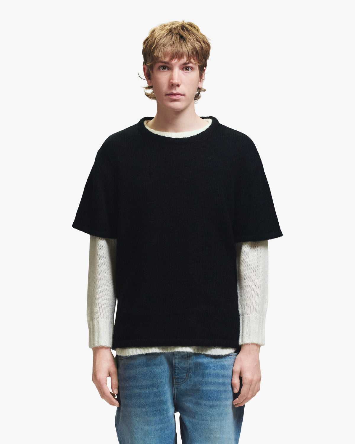DOUBLE KNIT LAYERED SWEATER