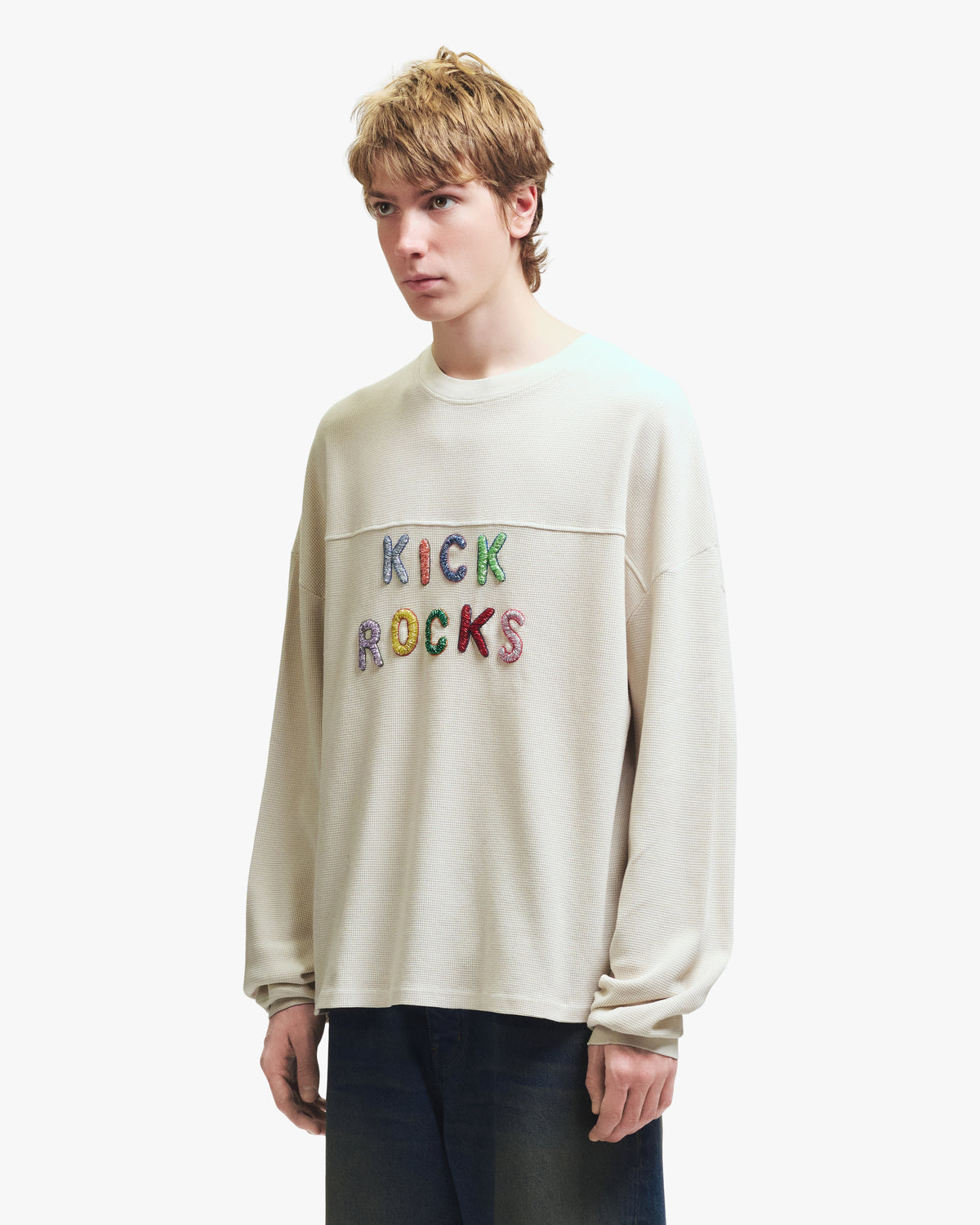KICK ROCKS VARSITY LS TEE