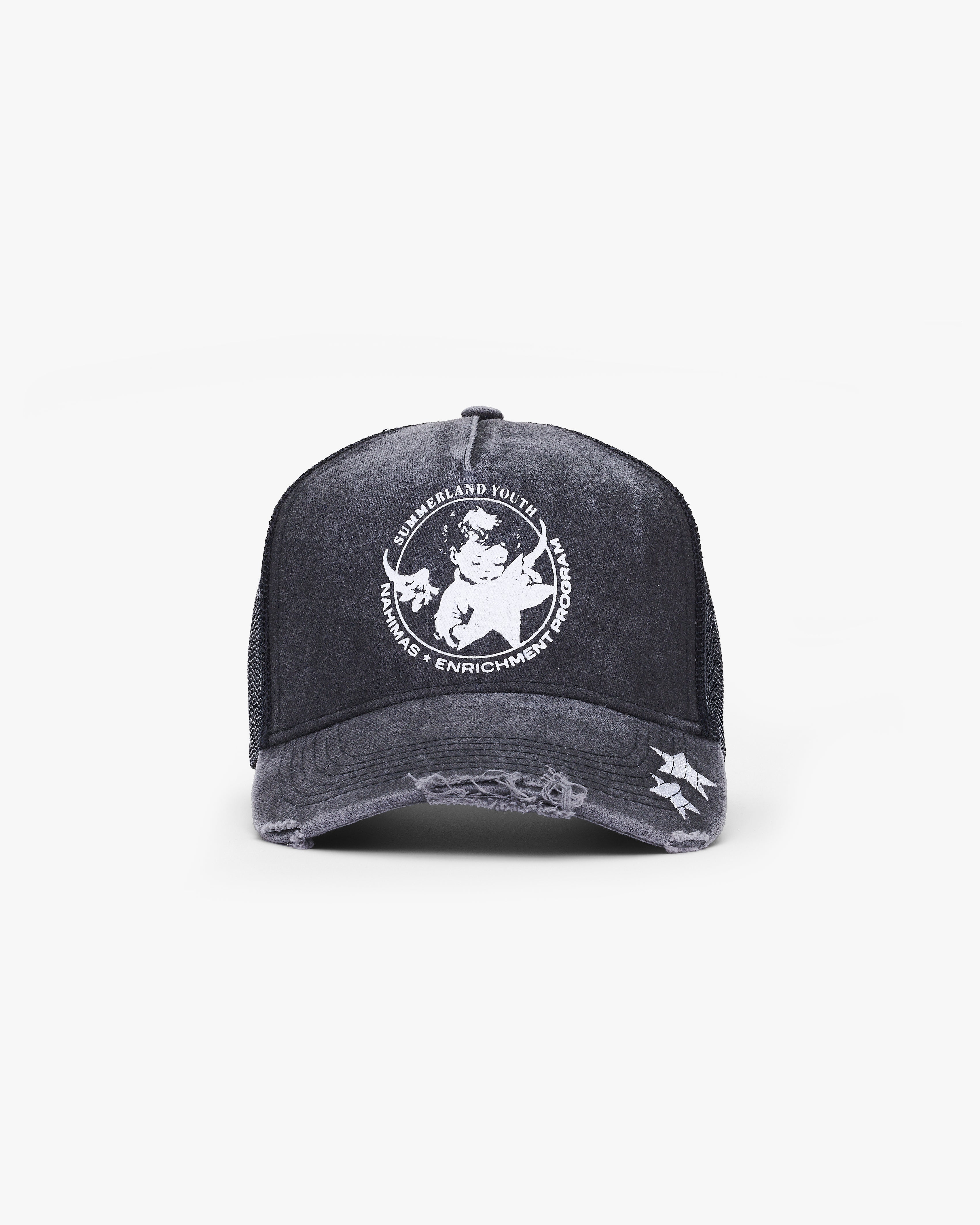YOUTH ENRICHMENT WASHED TRUCKER HAT – NAHMIAS
