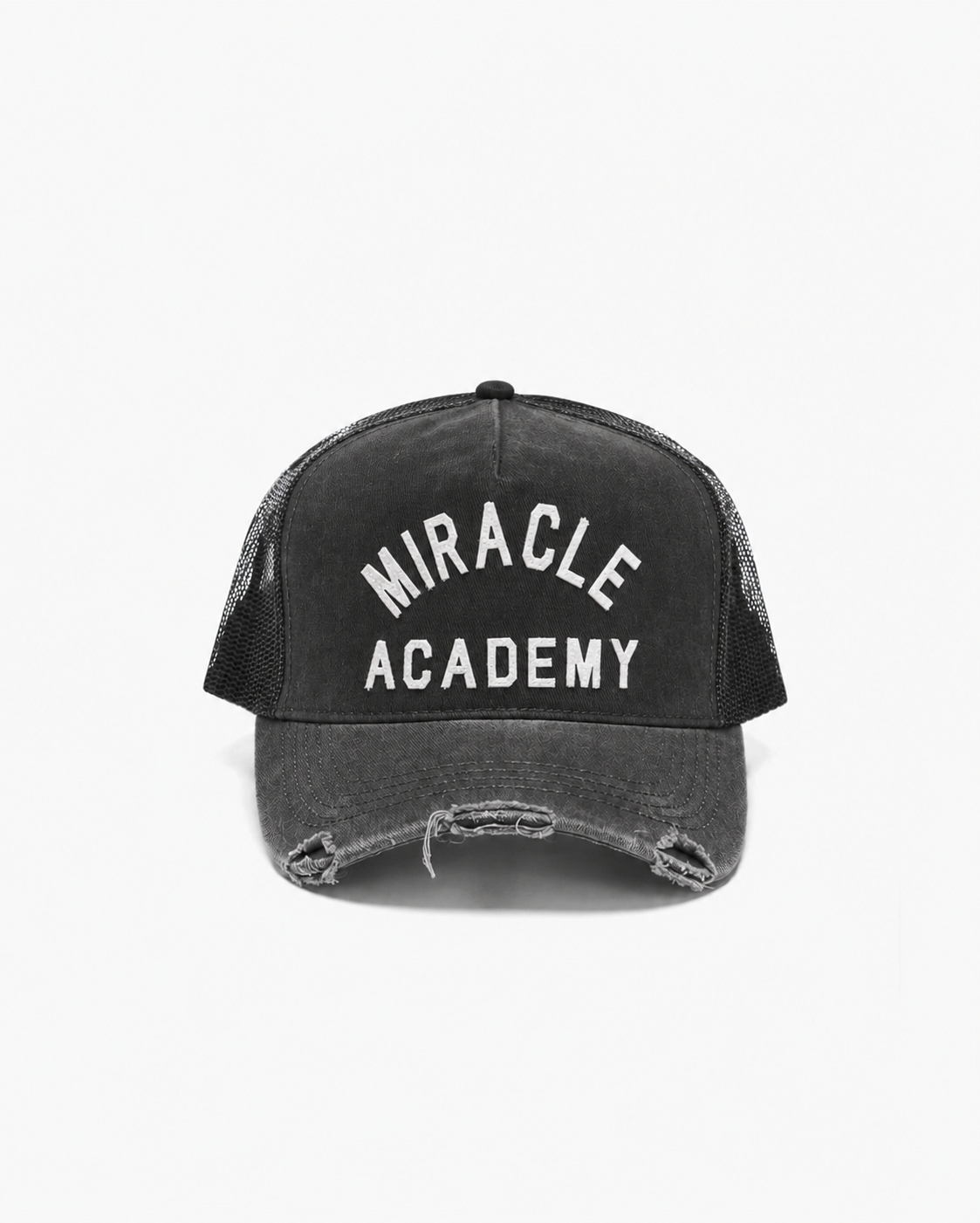 DISTRESSED MIRACLE ACADEMY TRUCKER HAT