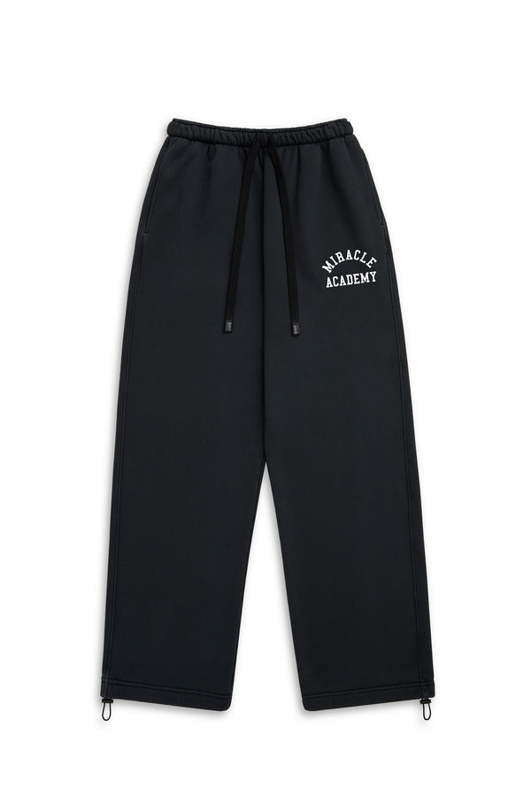 Miracle Academy Wide Sweatpants in Black Sunfade