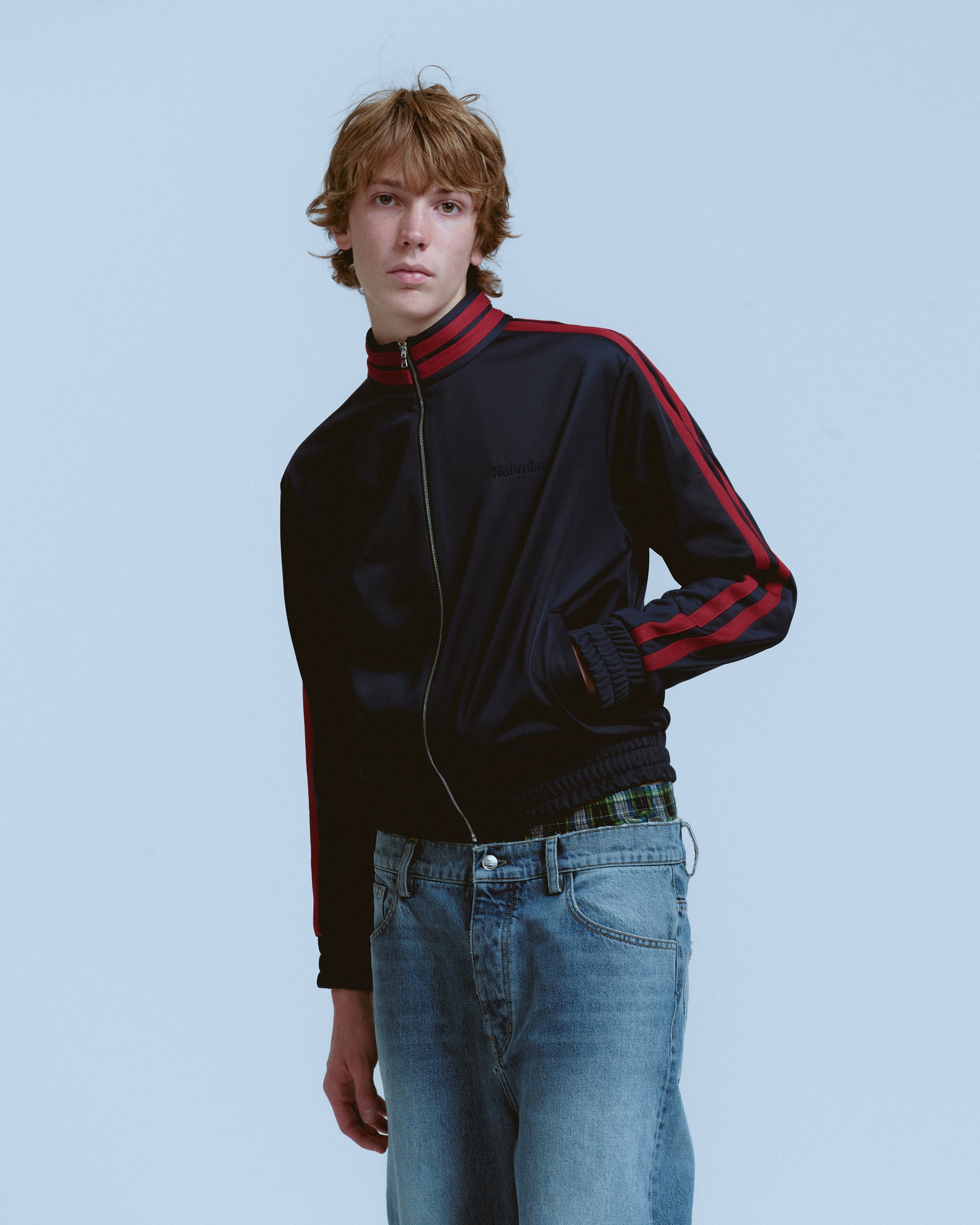 KNIT STRIPE TRACK JACKET