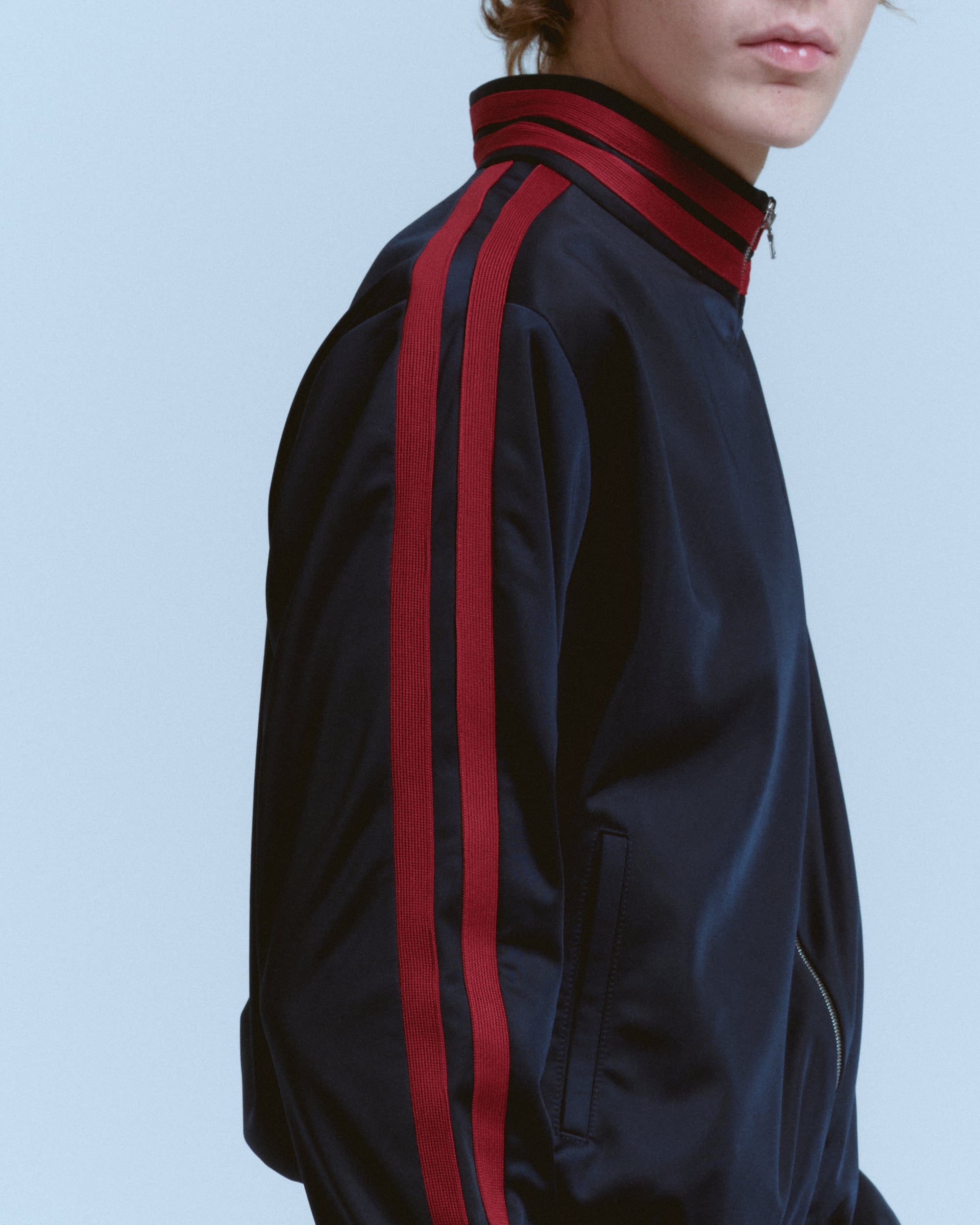 KNIT STRIPE TRACK JACKET