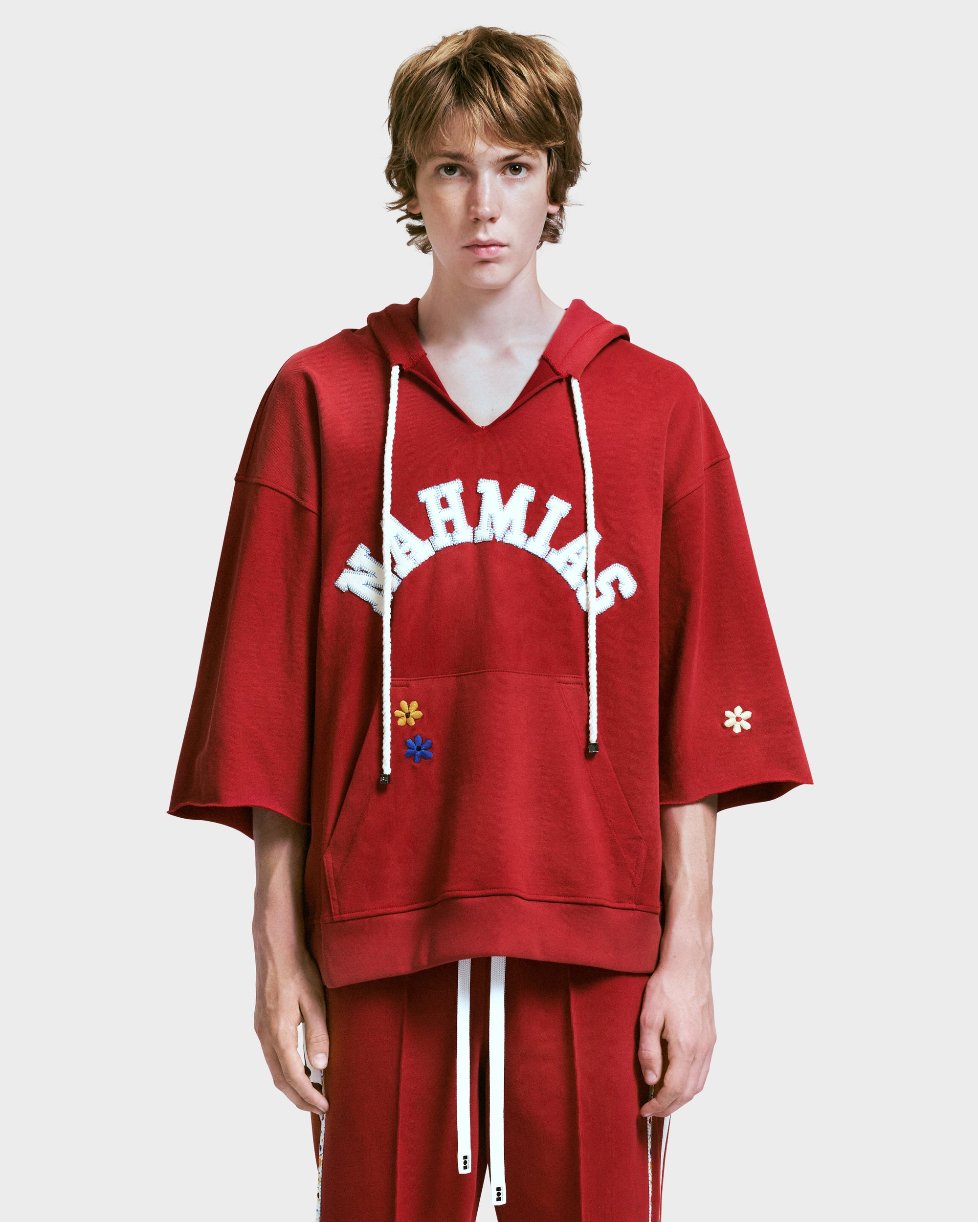 NAHMIAS FLOWER PATCH CUT OFF HOODIE