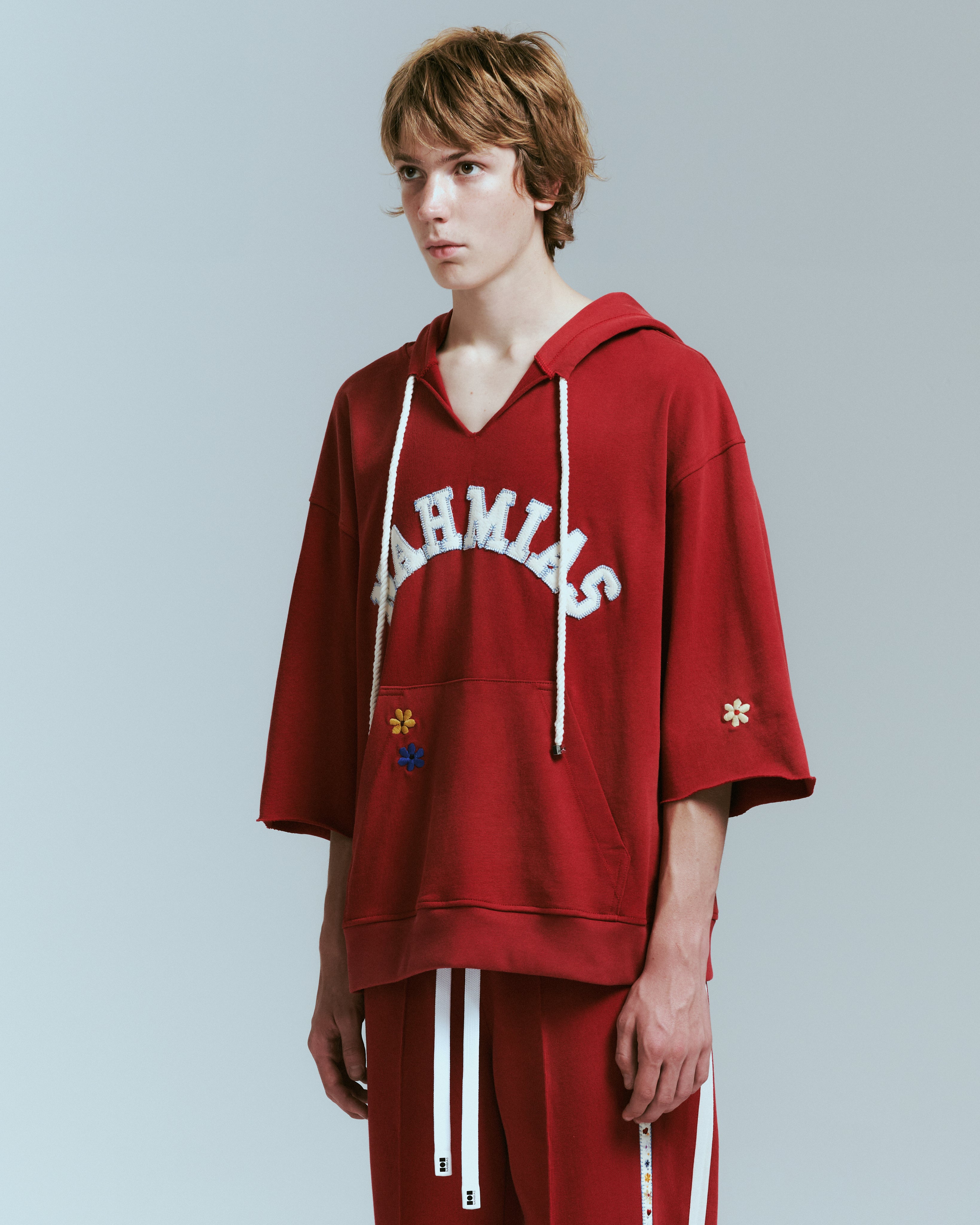 NAHMIAS FLOWER PATCH CUT OFF HOODIE