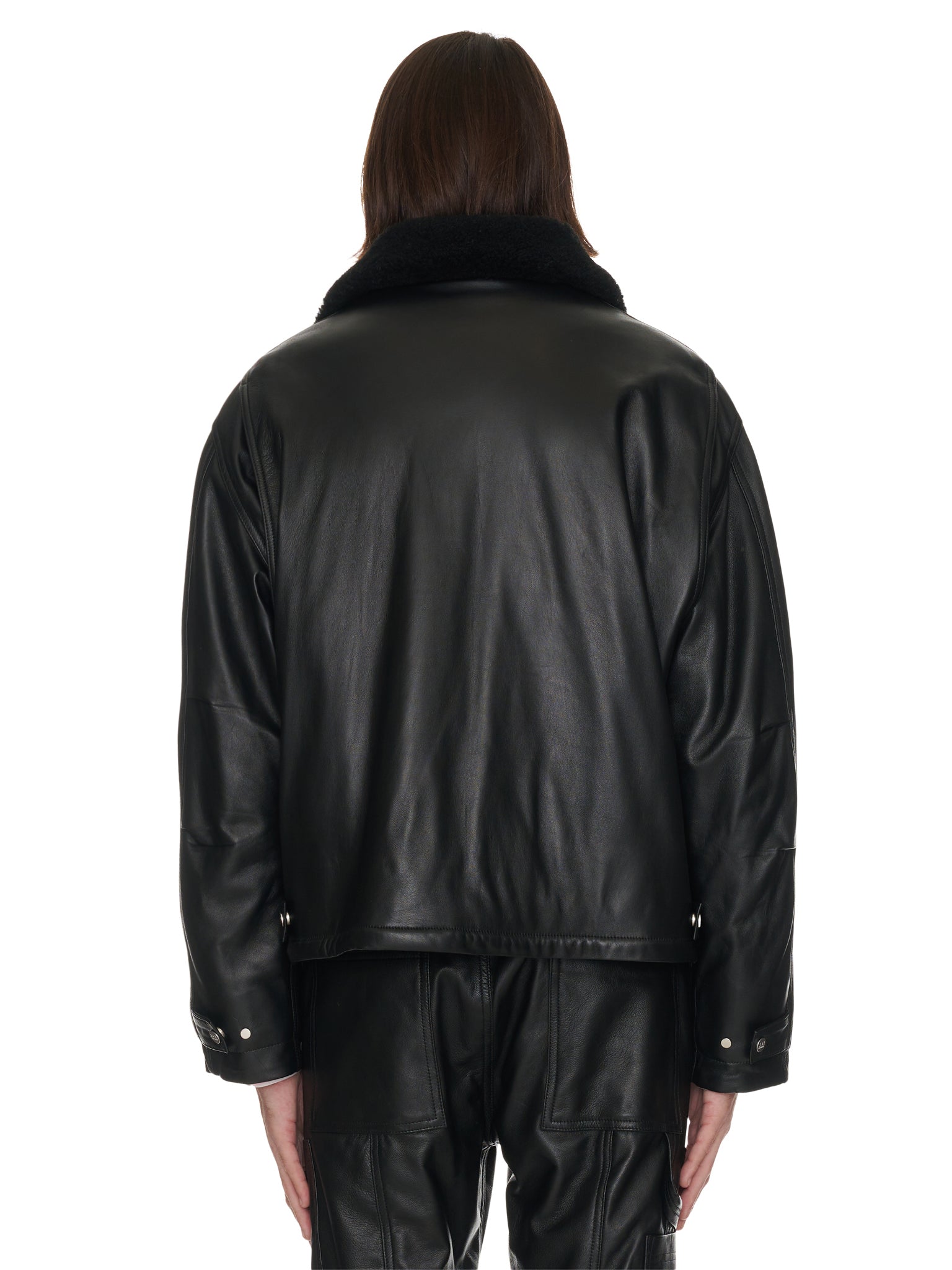Leather Carpenter Jacket With Shearling